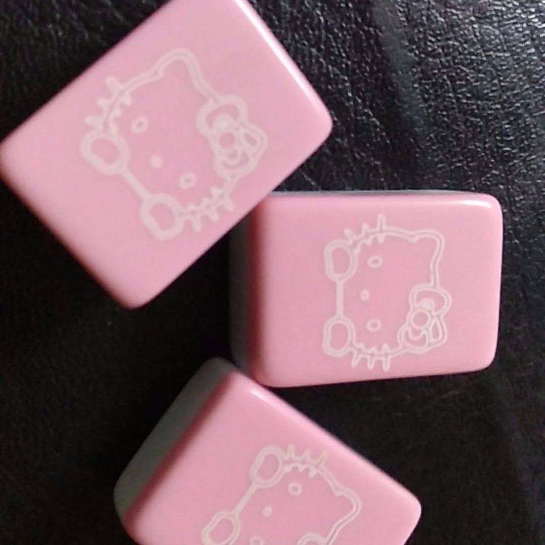 24mm pink cartoon cat + bag + tablecloth